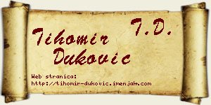 Tihomir Duković vizit kartica
